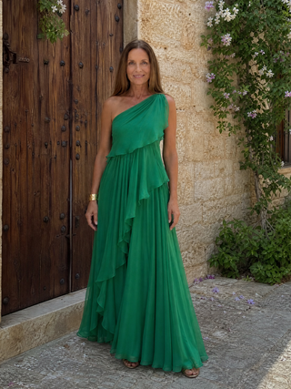 Talia | Abito Maxi con Balze a Cascata
