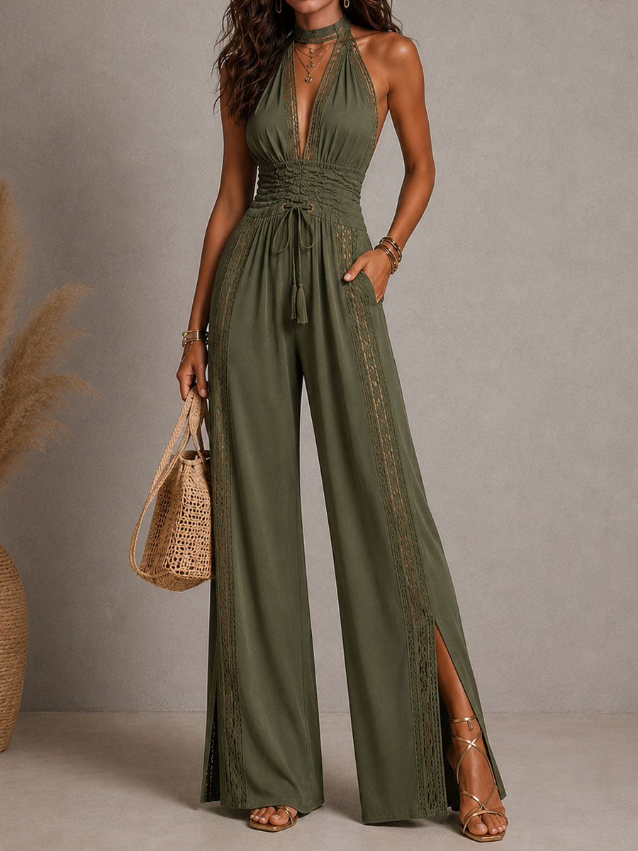 Olga | Tuta Boho in Pizzo Gamba Larga