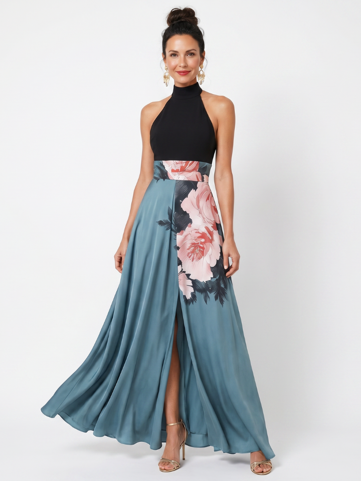 Nicoletta | Abito Maxi Floreale con Collo all&
