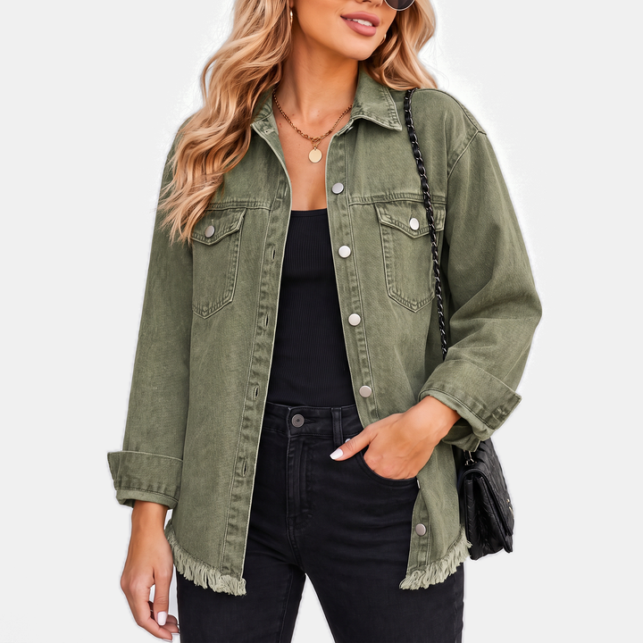Chiara | Giacca Denim Slavata con Orlo Grezzo