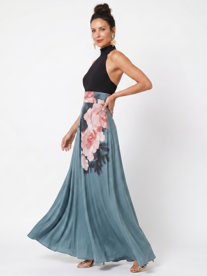 Nicoletta | Abito Maxi Floreale con Collo all&