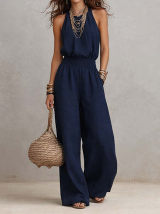 Federica | Tuta con Collo Halter e Pantalone Ampio