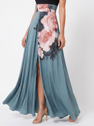 Nicoletta | Abito Maxi Floreale con Collo all&