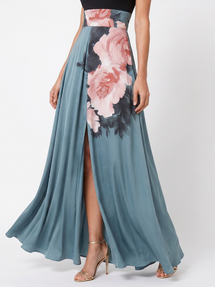 Nicoletta | Abito Maxi Floreale con Collo all&