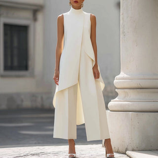 Valentina | Tuta Elegante con Top Drappeggiato a Collo Alto