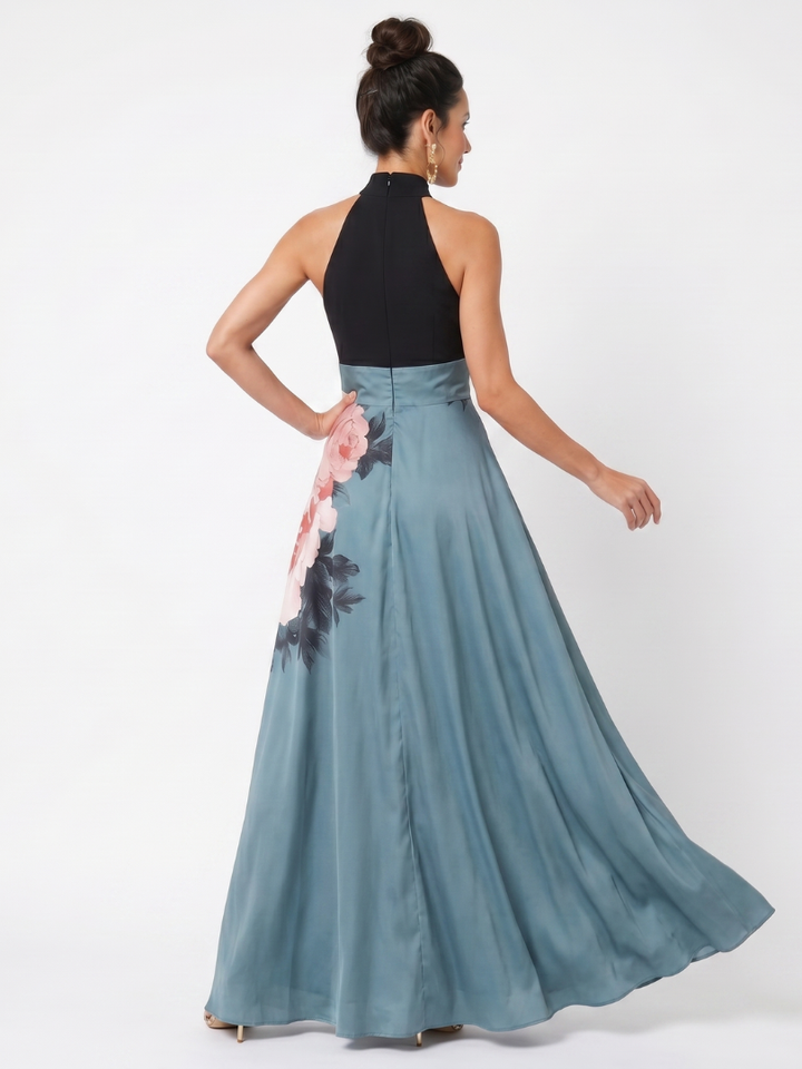 Nicoletta | Abito Maxi Floreale con Collo all&