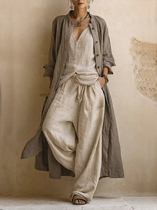 Letizia | Completo tre pezzi con cardigan lungo boho