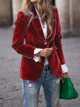 Martina blazer velluto rosso scuro