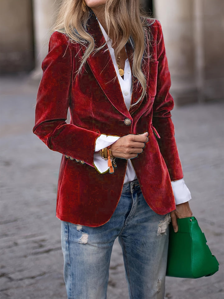 Martina blazer velluto rosso scuro