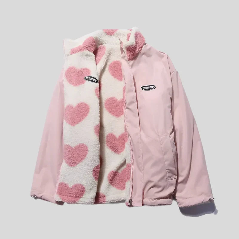Caterina cappotto cuori multicolore rosa