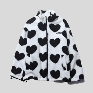 Caterina | Cappotto in Pelliccia con Cuori Multicolore