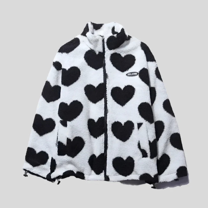 Caterina | Cappotto in Pelliccia con Cuori Multicolore