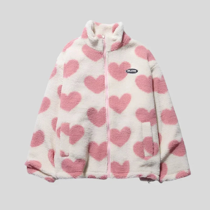 Caterina | Cappotto in Pelliccia con Cuori Multicolore