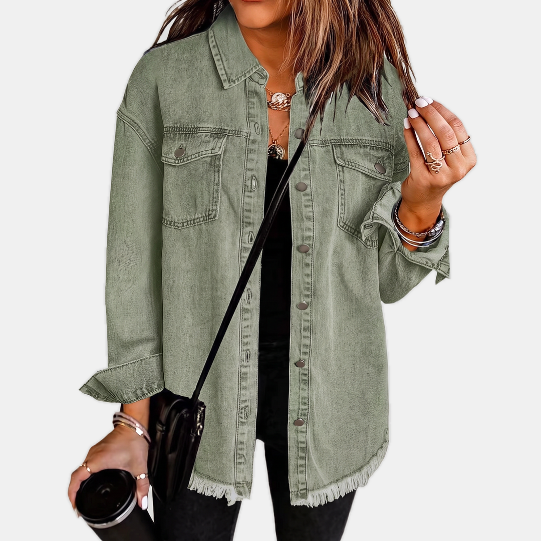 Silvana giacca denim verde militare