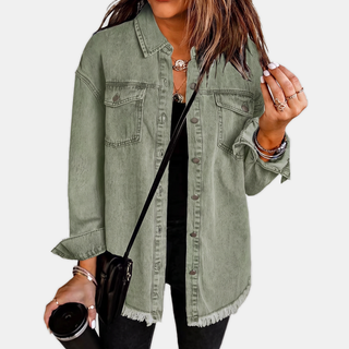 Silvana giacca denim verde militare