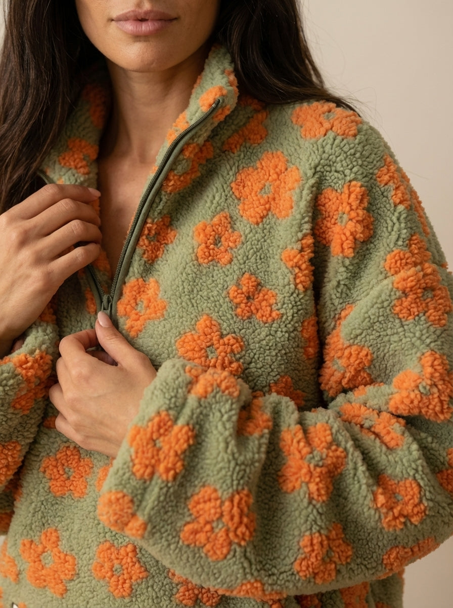 Margherita | Felpa Effetto Sherpa a Fiori