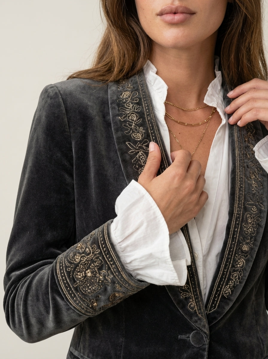 Nunzia | Giacca Elegante Effetto Velluto