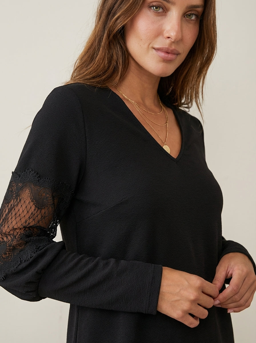 Eva | Abito Elegante in Pizzo con Scollo a V