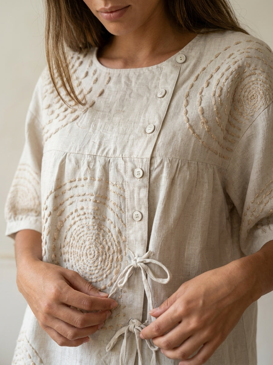 Mara | Blusa con Ricami Geometrici