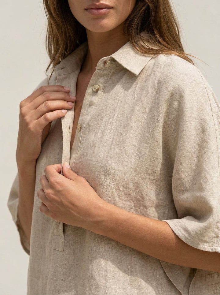 Mirella | Completo Effetto Lino con Maniche a Pipistrello