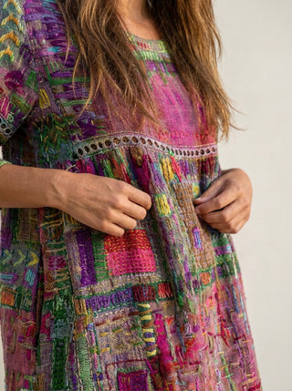 Marianna | Abito Effetto Denim Patchwork