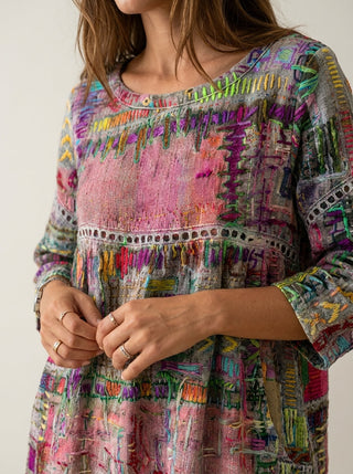 Marianna | Abito Effetto Denim Patchwork
