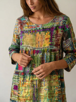 Marianna | Abito Effetto Denim Patchwork