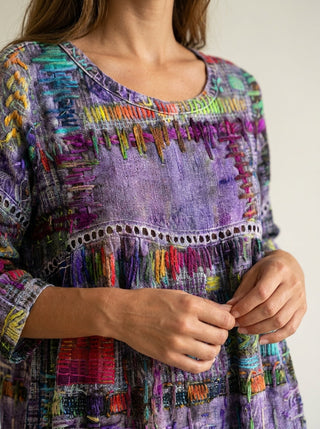 Marianna | Abito Effetto Denim Patchwork