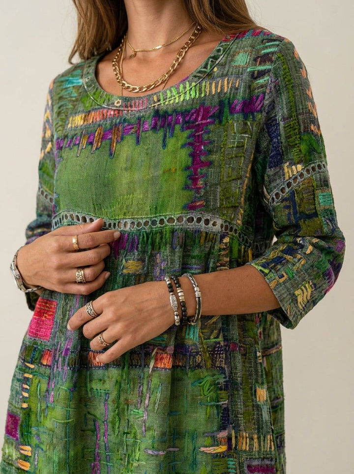 Marianna | Abito Effetto Denim Patchwork