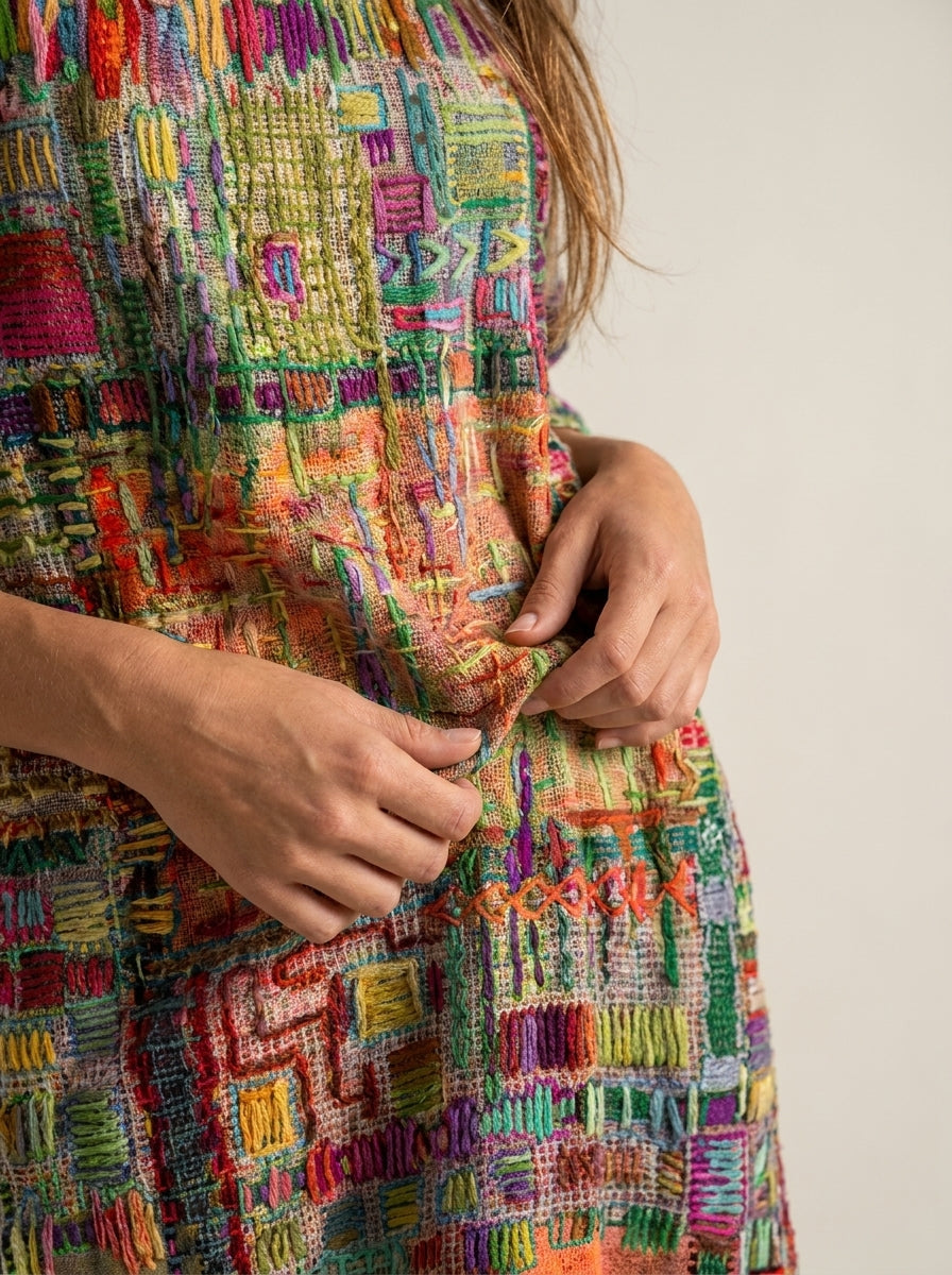 Marianna | Abito Effetto Denim Patchwork
