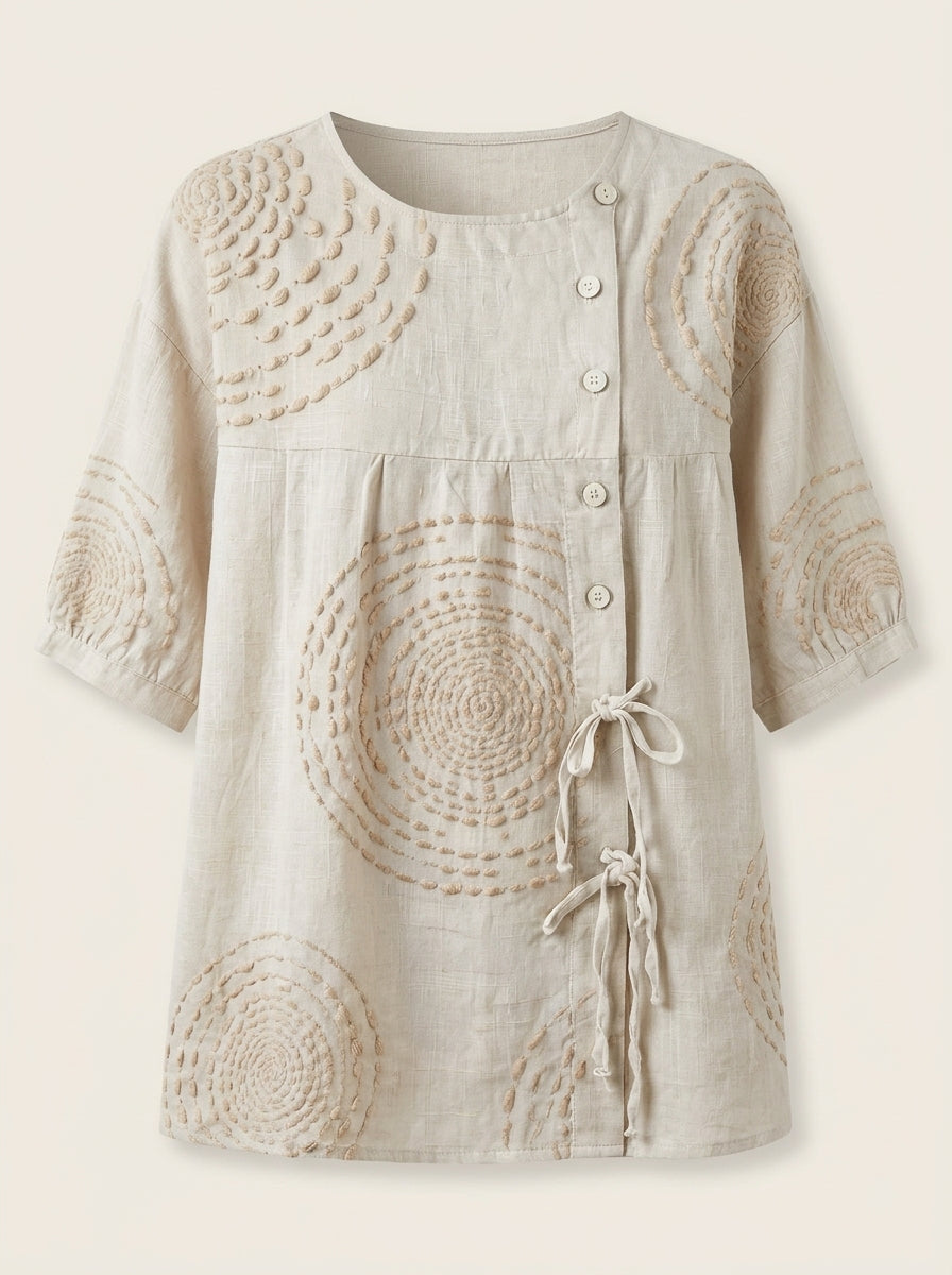 Mara | Blusa con Ricami Geometrici