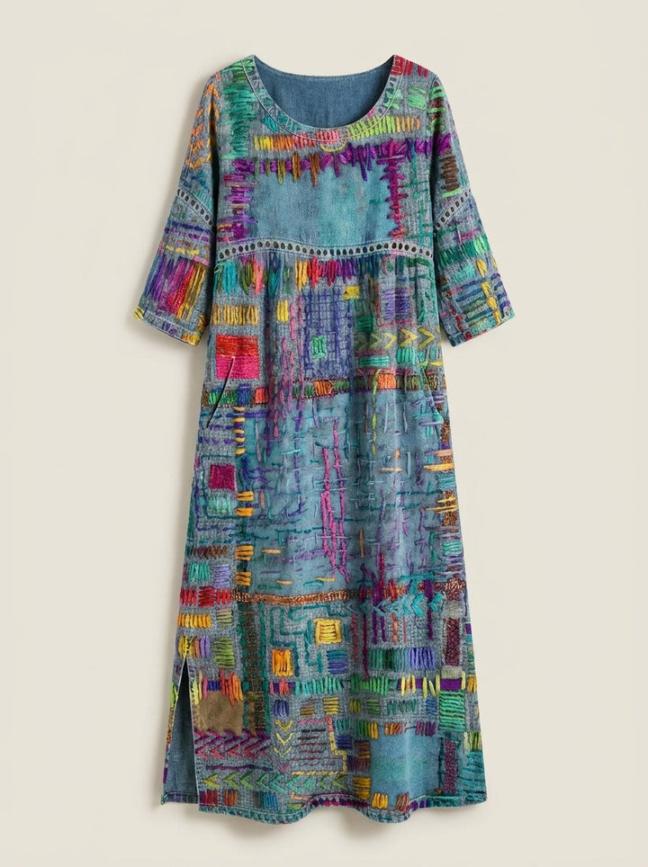 Marianna | Abito Effetto Denim Patchwork