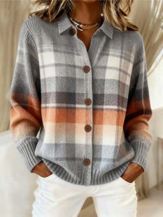 Marcella | Cardigan a Quadri Sfumato Autunnale