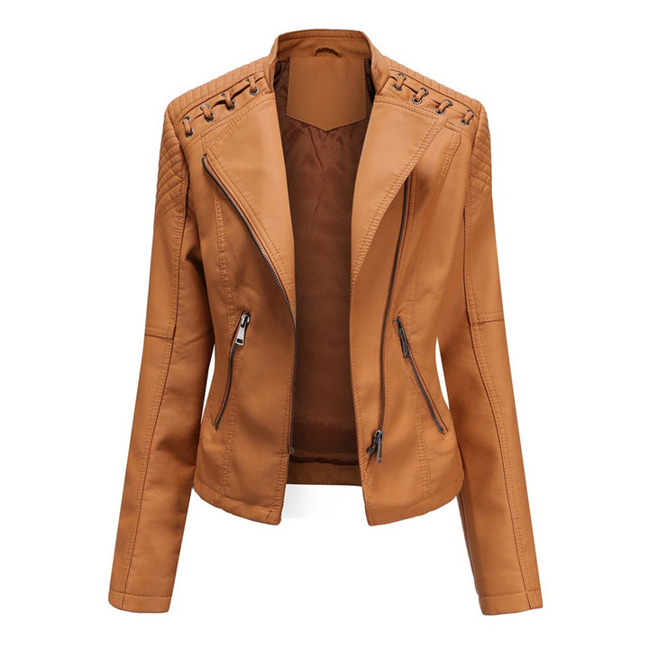 Serena giacca biker caramello