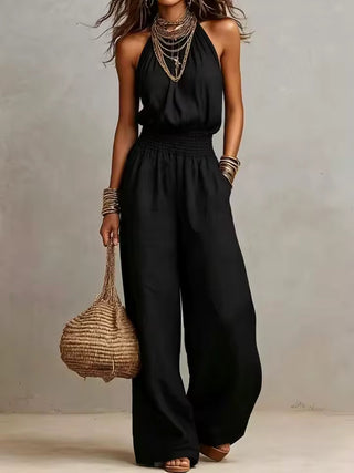 Federica | Tuta con Collo Halter e Pantalone Ampio