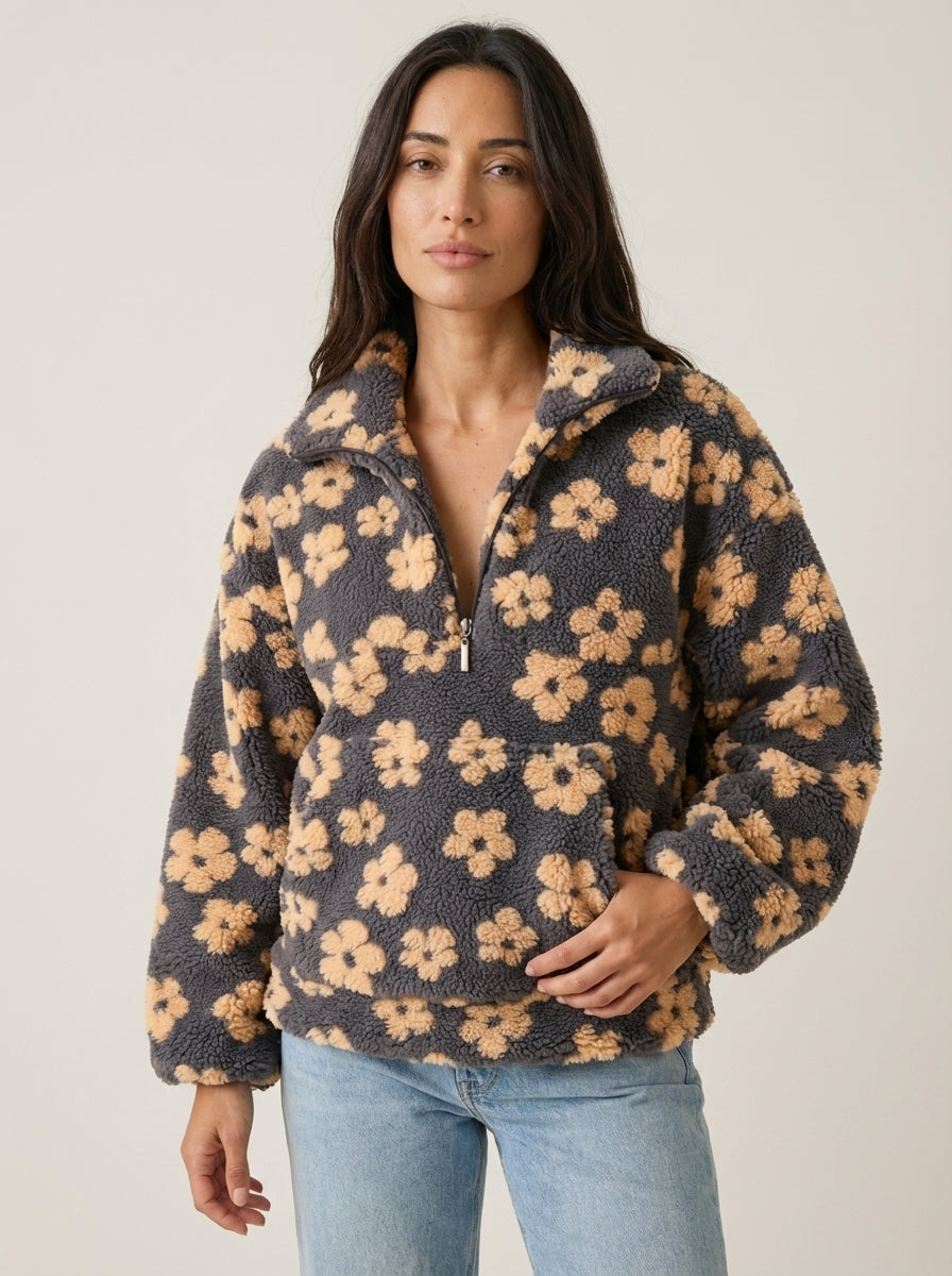 Margherita | Felpa Effetto Sherpa a Fiori