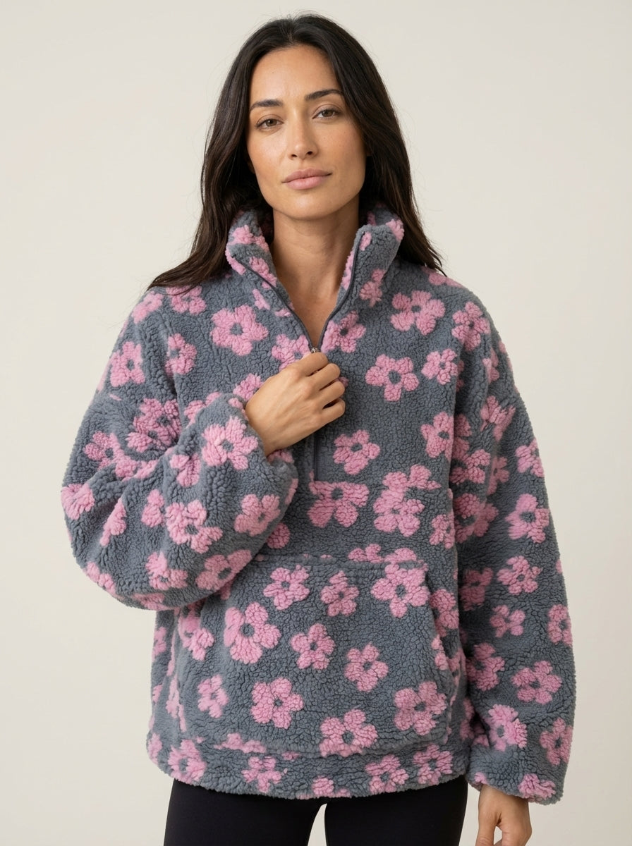 Margherita | Felpa Effetto Sherpa a Fiori