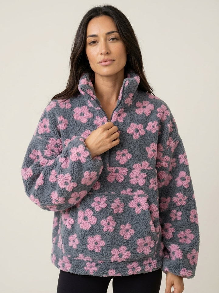 Margherita | Felpa Effetto Sherpa a Fiori