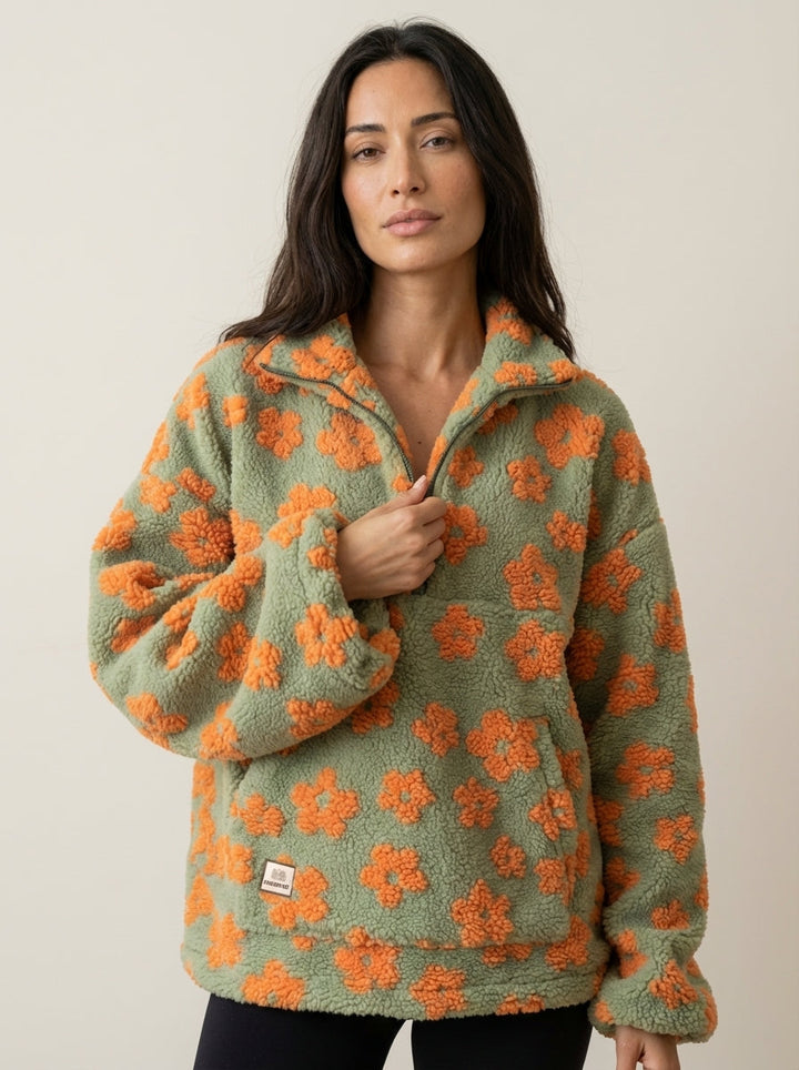 Margherita | Felpa Effetto Sherpa a Fiori