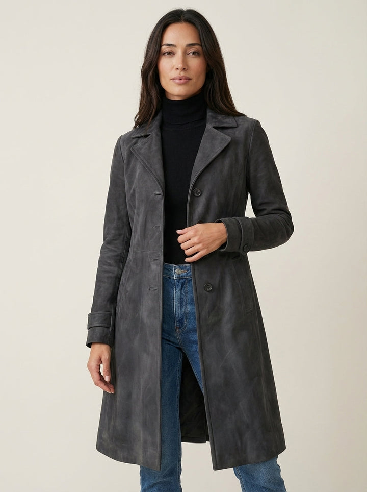 Teresa | Trench Effetto Scamosciato Vintage