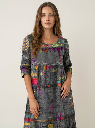 Marianna | Abito Effetto Denim Patchwork