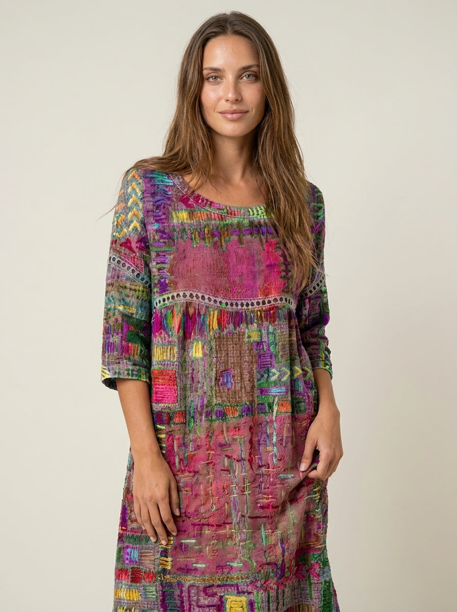 Marianna | Abito Effetto Denim Patchwork
