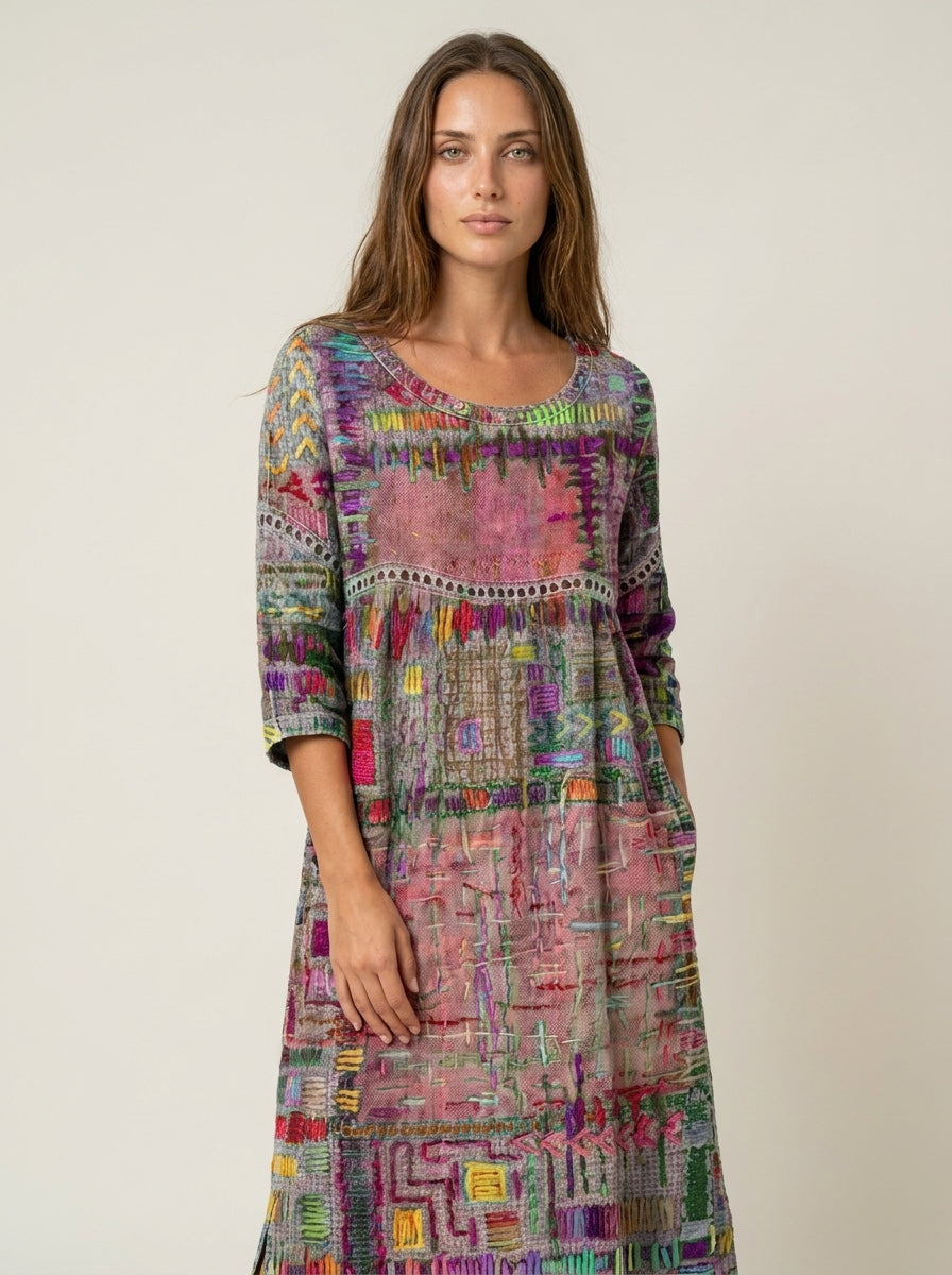 Marianna | Abito Effetto Denim Patchwork