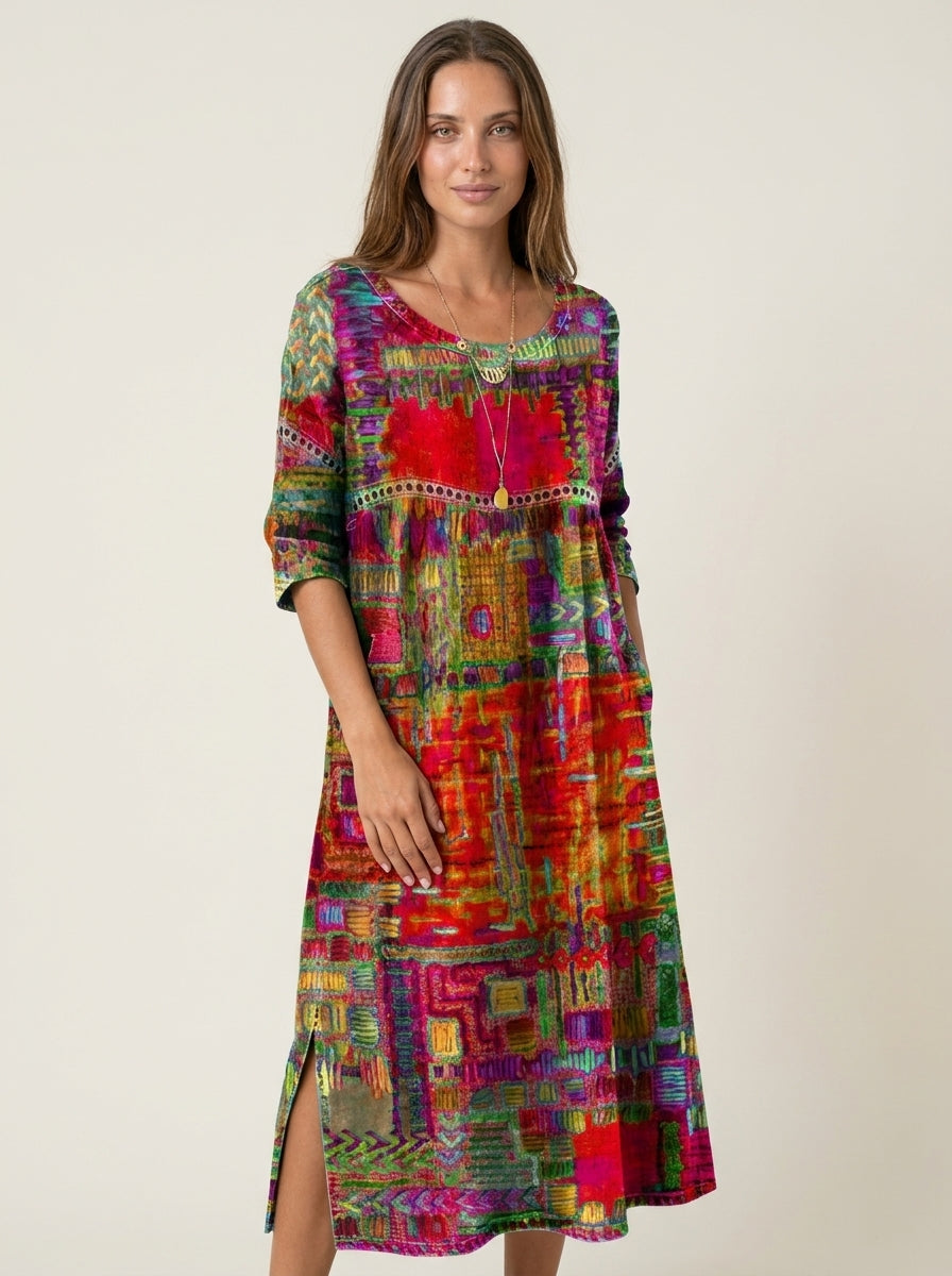 Marianna | Abito Effetto Denim Patchwork