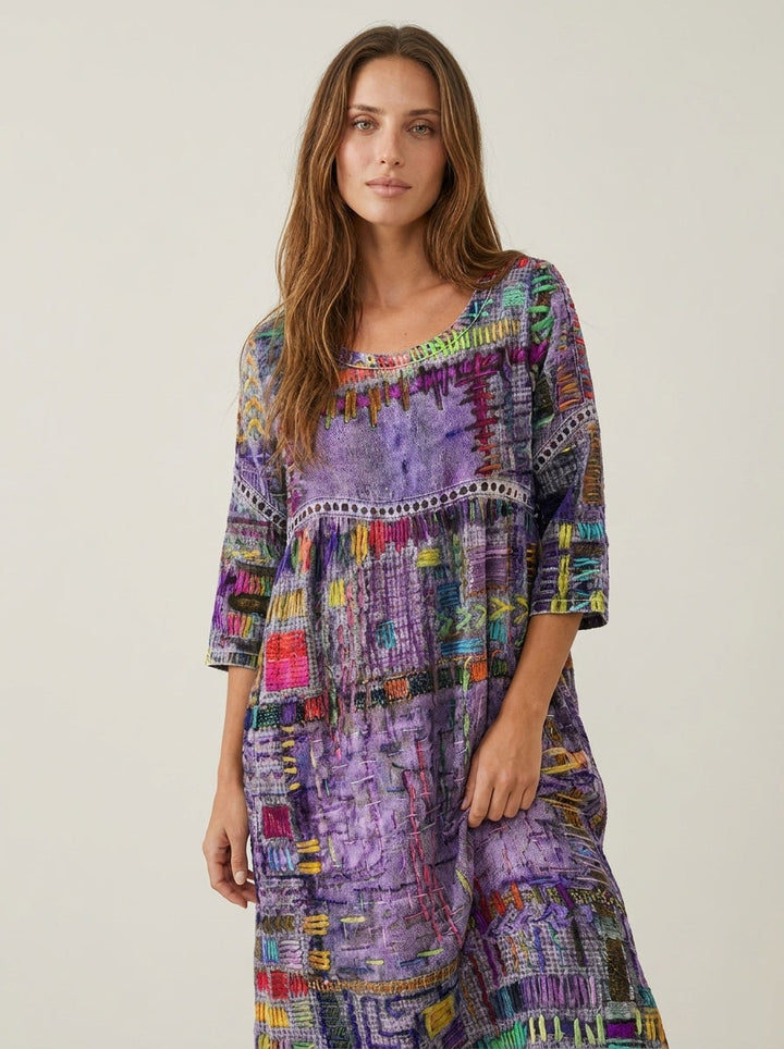 Marianna | Abito Effetto Denim Patchwork