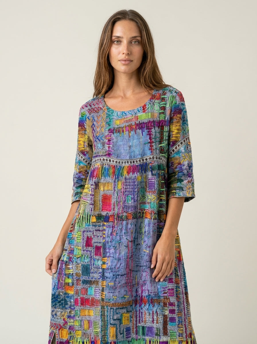 Marianna | Abito Effetto Denim Patchwork