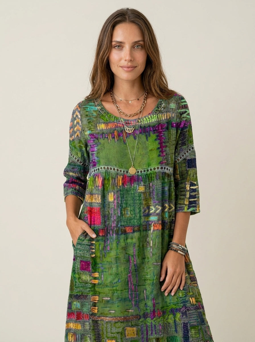 Marianna | Abito Effetto Denim Patchwork