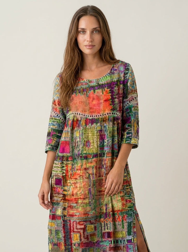 Marianna | Abito Effetto Denim Patchwork