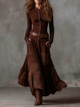 Paola abito maxi marrone