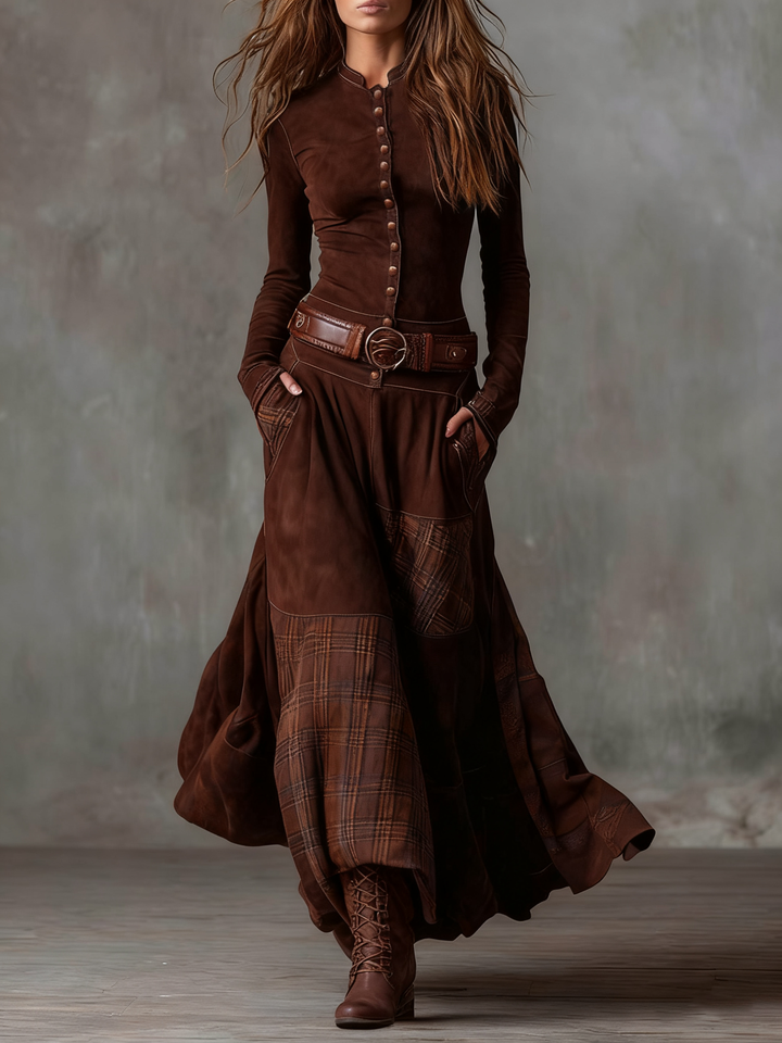 Paola abito maxi marrone
